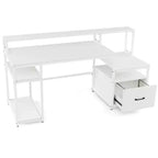66 Computer-Arbeitsplatz mit Monitorständer, CPU-Ständer, Druckerablage & Aktenschublade