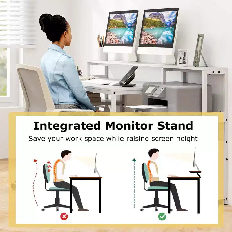 66 Computer-Arbeitsplatz mit Monitorständer, CPU-Ständer, Druckerablage & Aktenschublade