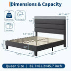 Bettrahmen mit verstellbarem Kopfteil, stoffbezogen und mit Holzlattenrost, kein Boxspringbett erforderlich