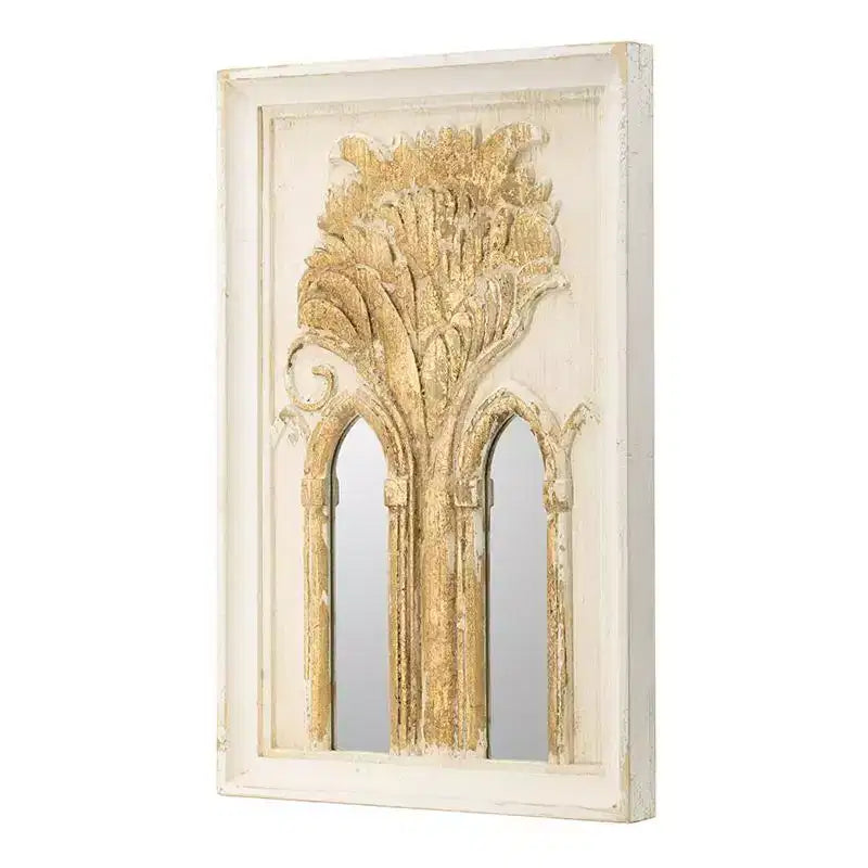 HomeRoots Set of Two 30 White and Gold Wood Framed Accent Mirrors