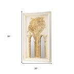 Zwei 30 weiße und goldene Akzentspiegel mit Holzrahmen