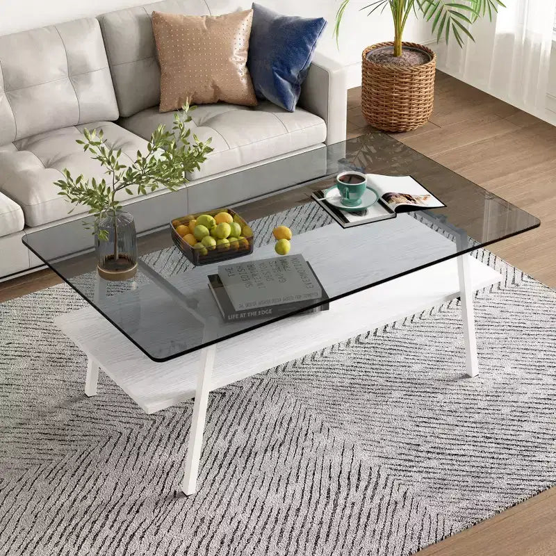 Couchtisch und Beistelltische, 3er-Set, Tisch aus gehärtetem Glas mit MDF-Schicht, moderne Tische für das Wohnzimmer, graues Glas