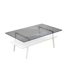 Couchtisch und Beistelltische, 3er-Set, Tisch aus gehärtetem Glas mit MDF-Schicht, moderne Tische für das Wohnzimmer, graues Glas