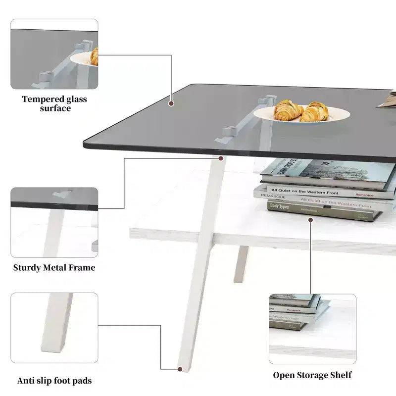 Couchtisch und Beistelltische, 3er-Set, Tisch aus gehärtetem Glas mit MDF-Schicht, moderne Tische für das Wohnzimmer, graues Glas