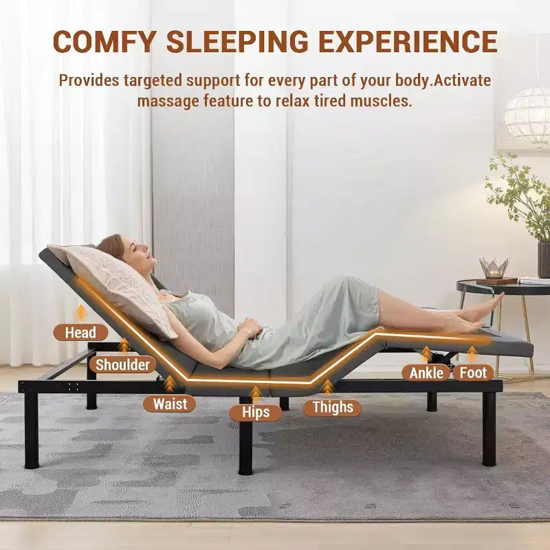 Verstellbares Queen-Size-Bett – Massage & USB-Ladefunktion