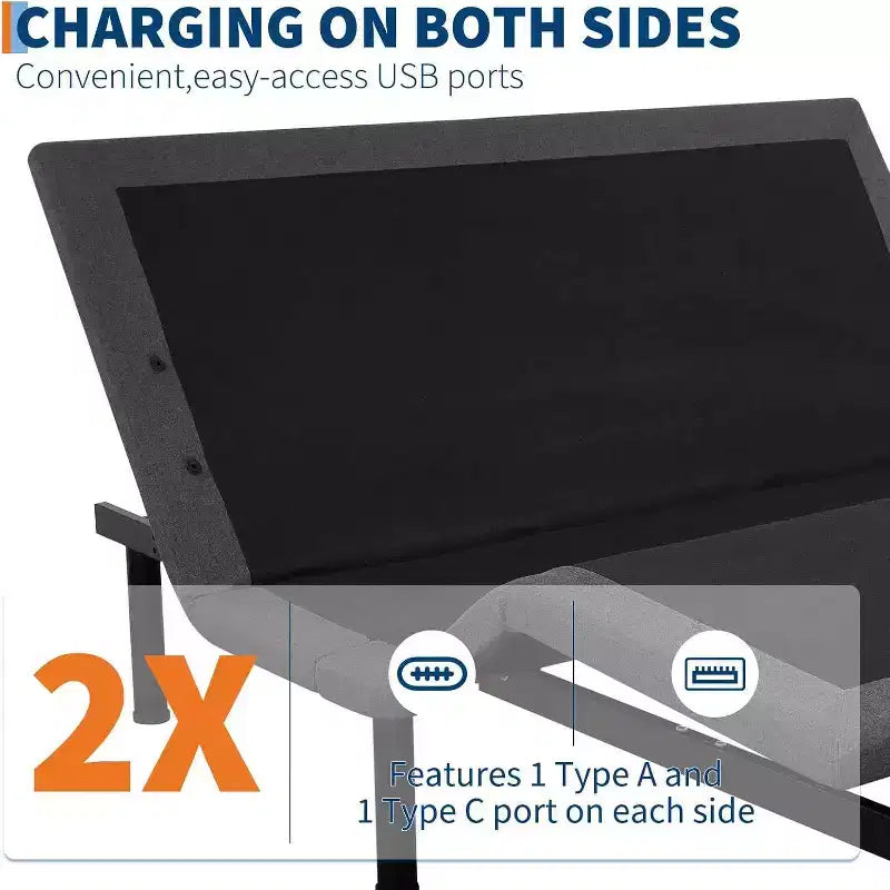 Verstellbares Queen-Size-Bett – Massage & USB-Ladefunktion