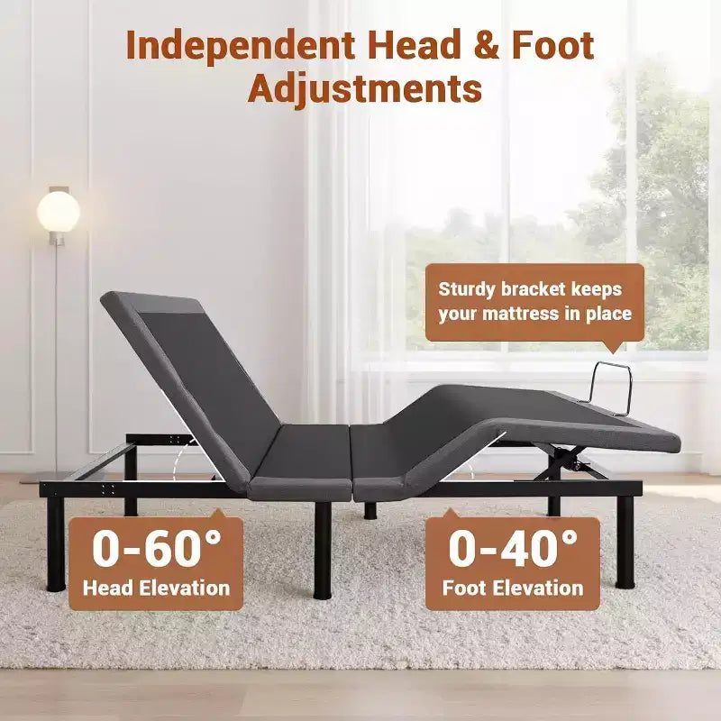Verstellbares Queen-Size-Bett – Massage & USB-Ladefunktion