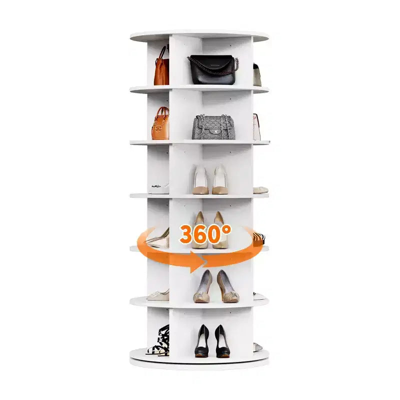 GustoWave Rotating Shoe Rack Tower, 360 Spinning Shoe Organizer Rotating Shelf, Large Capacity Storage Round Carousel,Bookshelf, Handbag Holder