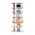 GustoWave Rotating Shoe Rack Tower, 360 Spinning Shoe Organizer Rotating Shelf, Large Capacity Storage Round Carousel,Bookshelf, Handbag Holder