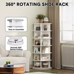 Rotierender Schuhregal-Turm, 360° drehbarer Schuh-Organizer, drehbares Regal, runder Karussell mit großer Kapazität, Bücherregal, Handtaschenhalter