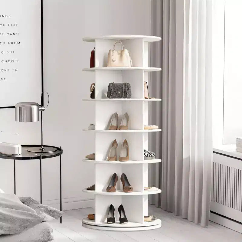 Rotierender Schuhregal-Turm, 360° drehbarer Schuh-Organizer, drehbares Regal, runder Karussell mit großer Kapazität, Bücherregal, Handtaschenhalter