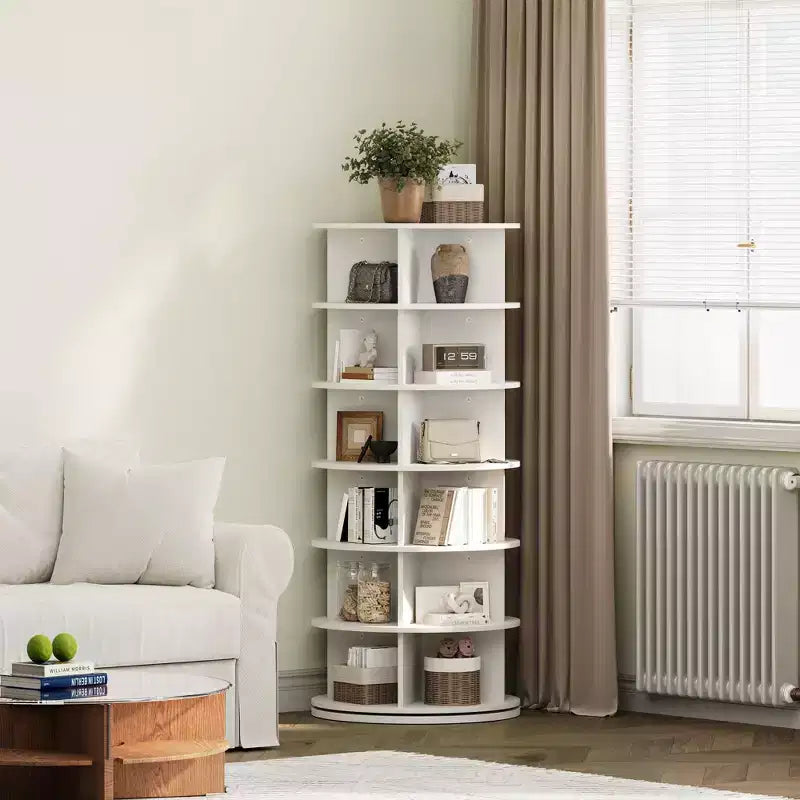Rotierender Schuhregal-Turm, 360° drehbarer Schuh-Organizer, drehbares Regal, runder Karussell mit großer Kapazität, Bücherregal, Handtaschenhalter