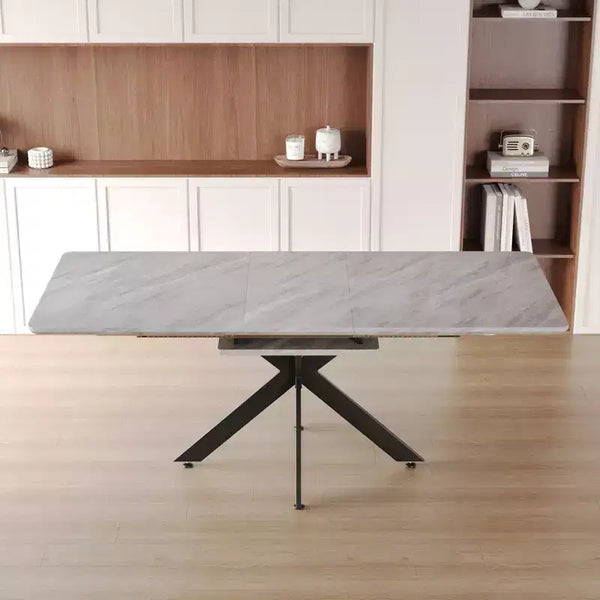 Okak Modern Rectangle Extendable Dining Table with X Shape Legs Kitchen Table for 6 to 10, for Meeting Room, Living Room