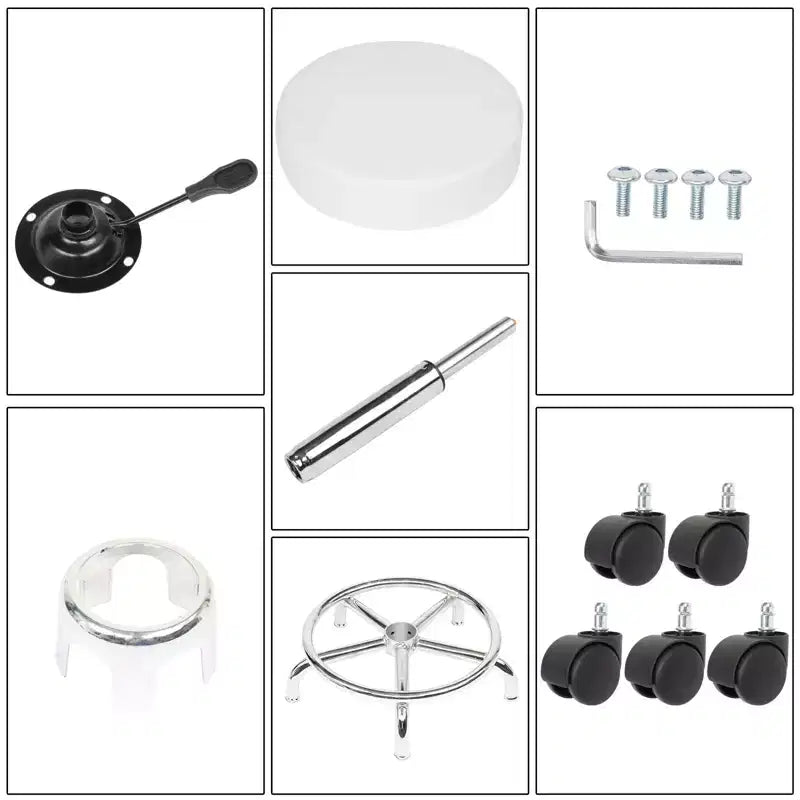 Schwarzer PU-Leder Hydraulik-Salonhocker, Höhenverstellbarer Rollhocker für Spa, Massage, Büro und Arbeitsstuhl