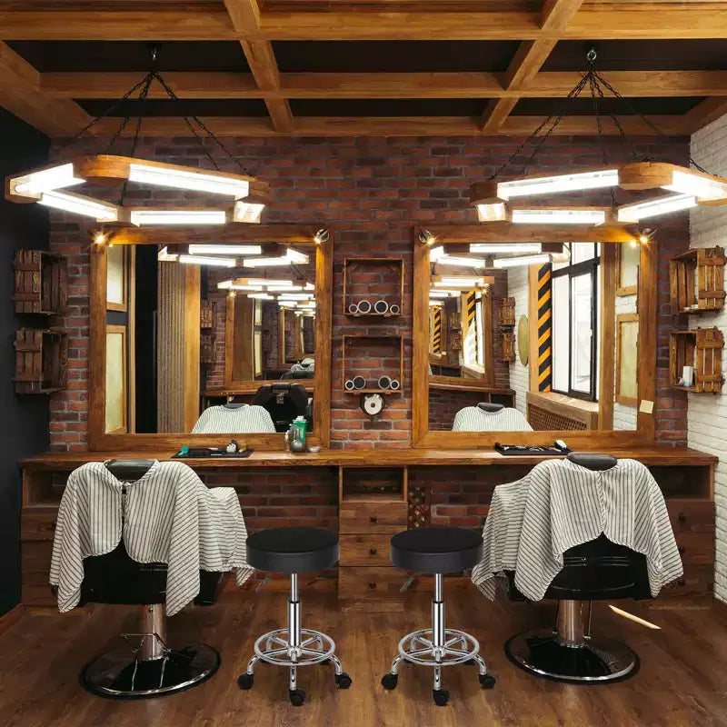 Schwarzer PU-Leder Hydraulik-Salonhocker, Höhenverstellbarer Rollhocker für Spa, Massage, Büro und Arbeitsstuhl