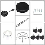 Schwarzer PU-Leder Hydraulik-Salonhocker, Höhenverstellbarer Rollhocker für Spa, Massage, Büro und Arbeitsstuhl