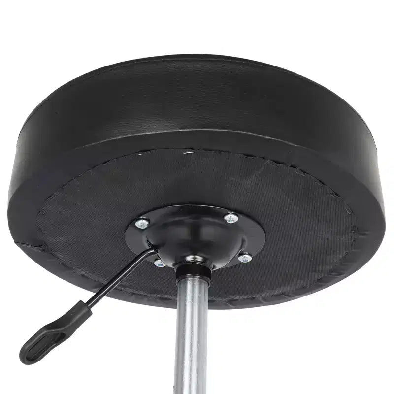 Schwarzer PU-Leder Hydraulik-Salonhocker, Höhenverstellbarer Rollhocker für Spa, Massage, Büro und Arbeitsstuhl