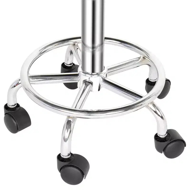 Schwarzer PU-Leder Hydraulik-Salonhocker, Höhenverstellbarer Rollhocker für Spa, Massage, Büro und Arbeitsstuhl