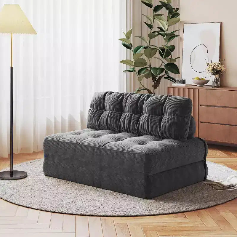 Klappbares Schlafsofa, umwandelbarer Schlafsessel mit abnehmbarem Kissen und faltbarer Matratze, atmungsaktives Cord-Schlafsofa mit Rückenstütze
