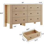 Kommode für Schlafzimmer, 6-Schubladen-Kommode mit breiter Schublade und Metallgriffen, Holzkommoden & Schubladen für Flur, Eingangsbereich
