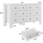 Kommode für Schlafzimmer, 6-Schubladen-Kommode mit breiter Schublade und Metallgriffen, Holzkommoden & Schubladen für Flur, Eingangsbereich