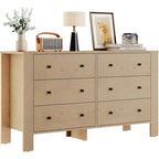 Kommode für Schlafzimmer, 6-Schubladen-Kommode mit breiter Schublade und Metallgriffen, Holzkommoden & Schubladen für Flur, Eingangsbereich