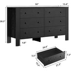 Kommode für Schlafzimmer, 6-Schubladen-Kommode mit breiter Schublade und Metallgriffen, Holzkommoden & Schubladen für Flur, Eingangsbereich
