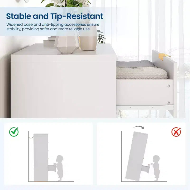 Kommode mit 5 Schubladen, geriffelten Schubladenfronten und goldfarbenen Griffen, hoher Stauraum für das Schlafzimmer