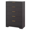 GustoWave 5-Drawer Chest with Fluted Drawer Fronts and Gold-Tone Handles, Tall Storage Dresser for Bedroom