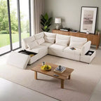 Übergroßes modulares Chenille-Ecksofa mit Ausziehbett