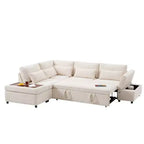 Übergroßes modulares Chenille-Ecksofa mit Ausziehbett