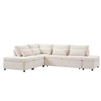 Übergroßes modulares Chenille-Ecksofa mit Ausziehbett