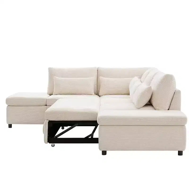 Übergroßes modulares Chenille-Ecksofa mit Ausziehbett