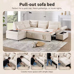 Übergroßes modulares Chenille-Ecksofa mit Ausziehbett