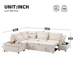 Übergroßes modulares Chenille-Ecksofa mit Ausziehbett