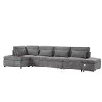 Übergroßes modulares Chenille-Ecksofa mit Ausziehbett