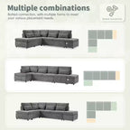 Übergroßes modulares Chenille-Ecksofa mit Ausziehbett