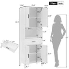 Badezimmerschrank mit 2 Türen, 1 Schublade und verstellbaren Einlegeböden, hoher Standregalschrank für das Badezimmer