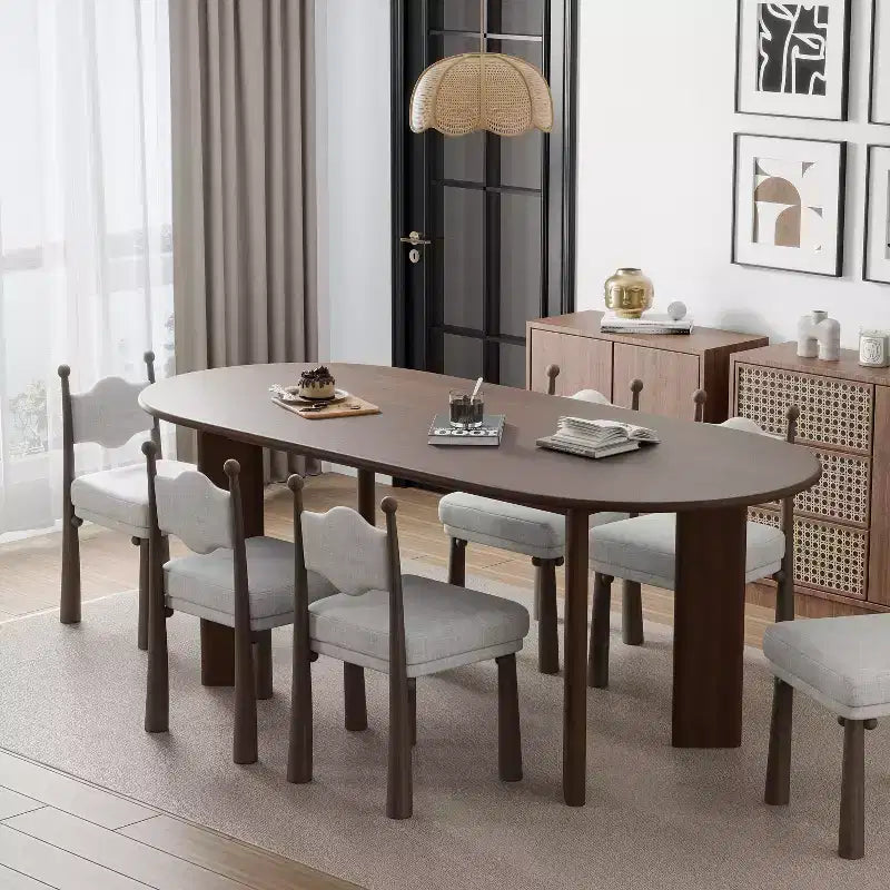 MAYEERTY 67 Wood Oval Dining Table for 4-6, Farmhouse Modern Kitchen & Dining Room Table