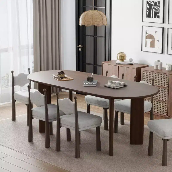MAYEERTY 67 Wood Oval Dining Table for 4-6, Farmhouse Modern Kitchen & Dining Room Table