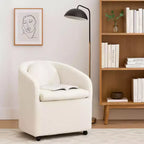 Moderner Chenille-Drehsessel mit abgerundeter Rückenlehne und 360°-Drehfuß, für Wohn- oder Schlafzimmer, Beige