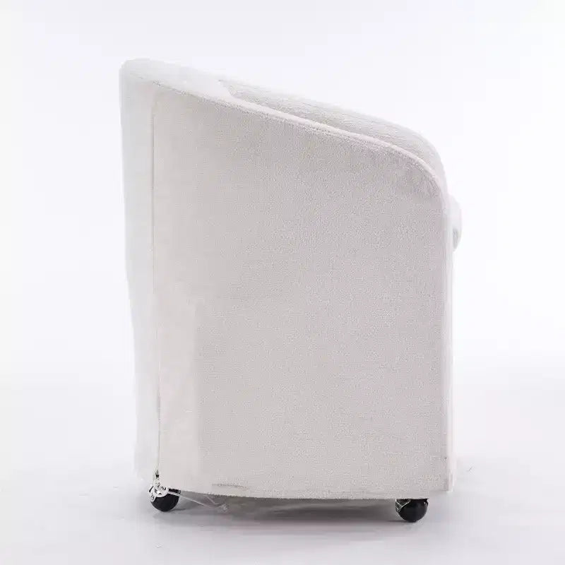 Moderner Chenille-Drehsessel mit abgerundeter Rückenlehne und 360°-Drehfuß, für Wohn- oder Schlafzimmer, Beige