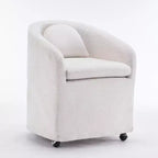 Moderner Chenille-Drehsessel mit abgerundeter Rückenlehne und 360°-Drehfuß, für Wohn- oder Schlafzimmer, Beige
