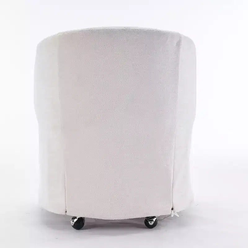 Moderner Chenille-Drehsessel mit abgerundeter Rückenlehne und 360°-Drehfuß, für Wohn- oder Schlafzimmer, Beige