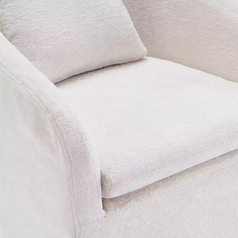 Moderner Chenille-Drehsessel mit abgerundeter Rückenlehne und 360°-Drehfuß, für Wohn- oder Schlafzimmer, Beige