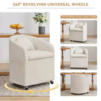 Moderner Chenille-Drehsessel mit abgerundeter Rückenlehne und 360°-Drehfuß, für Wohn- oder Schlafzimmer, Beige