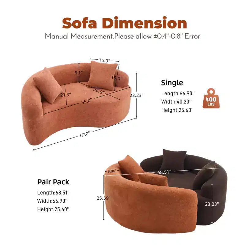66,9" Chenille Zweisitzer-Sofa