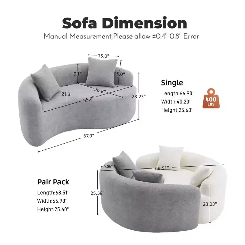 66,9" Chenille Zweisitzer-Sofa