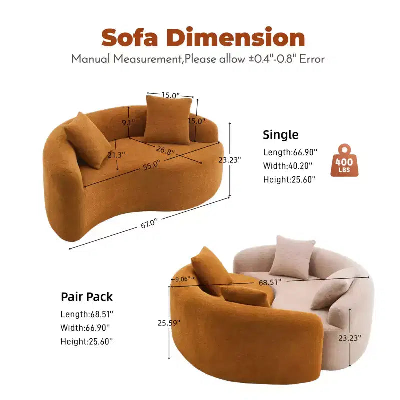 66,9" Chenille Zweisitzer-Sofa