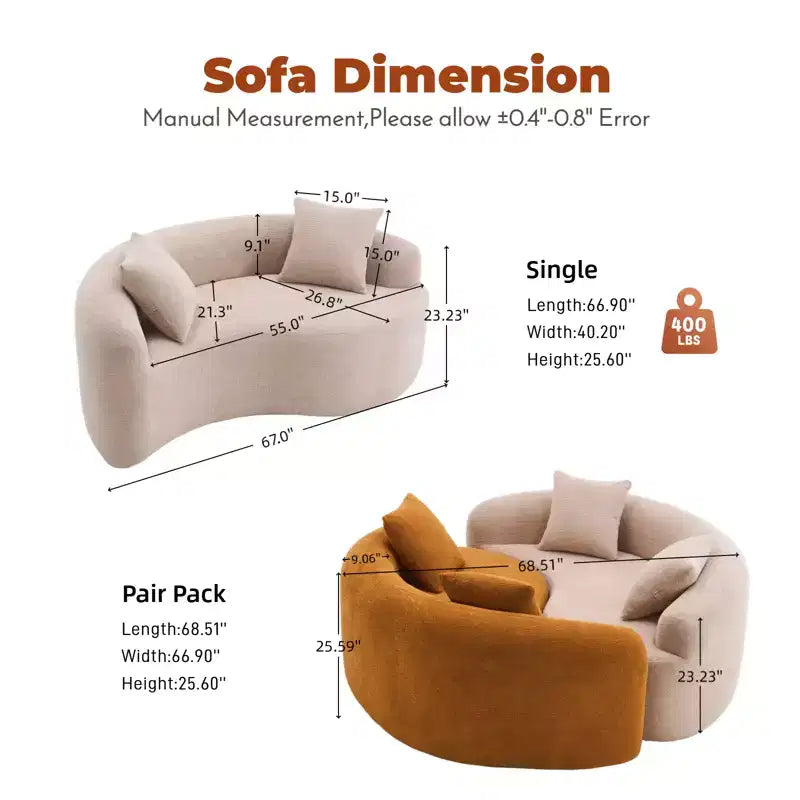 66,9" Chenille Zweisitzer-Sofa